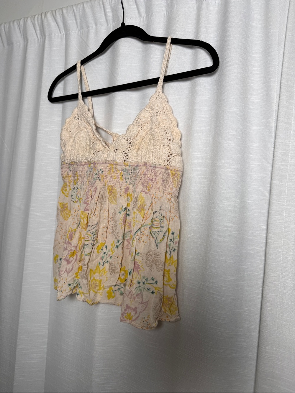 Free People Ivory Crochet Floral Babydoll Cami Top | Size Large - Picture 5 of 13